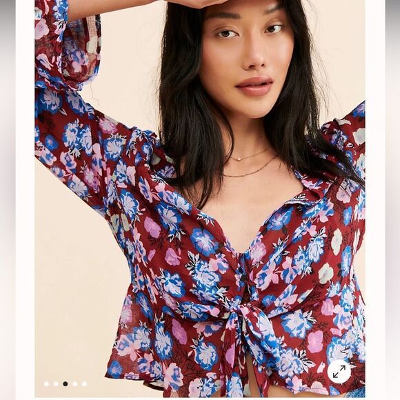 Free People Maybel Floral Blouse M - Picture 2 of 11